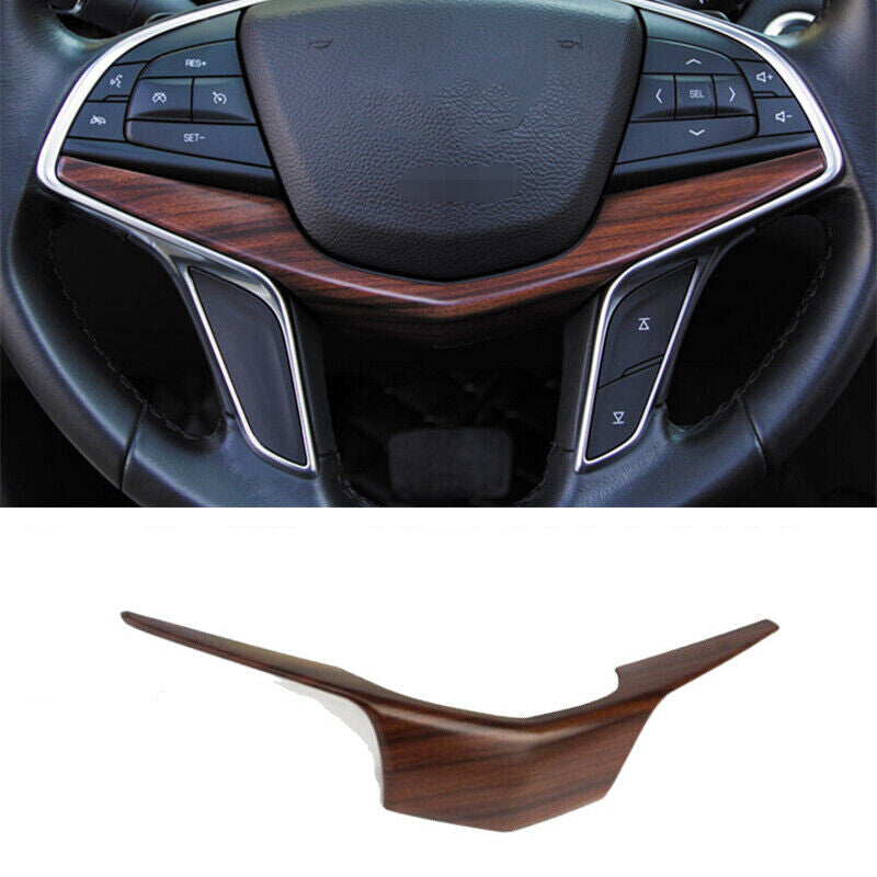 for Cadillac XT5 2016-2020 Peach Wood Grain ABS Steering Wheel Strip Cover Trim