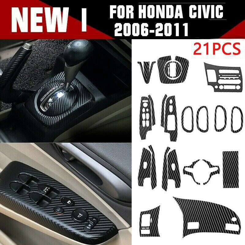 A SET 3D Carbon Fiber Pattern Car Interior Decals Trim for Civic ,2006-2011