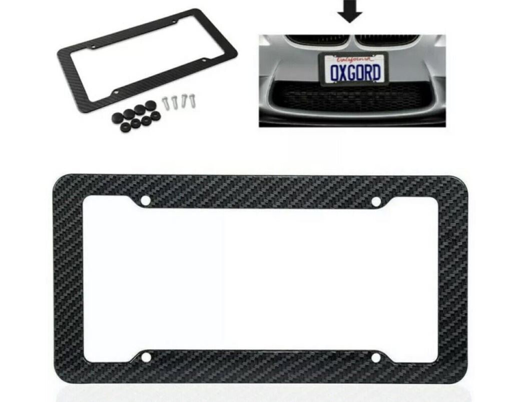 Car license plate frame cap boot trunk black carbon fiber suitable for Volvo