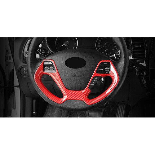 Car Steering Wheel Frame Panel Cover Trim for Kia K3 2014-2018 Red Carbon Fiber