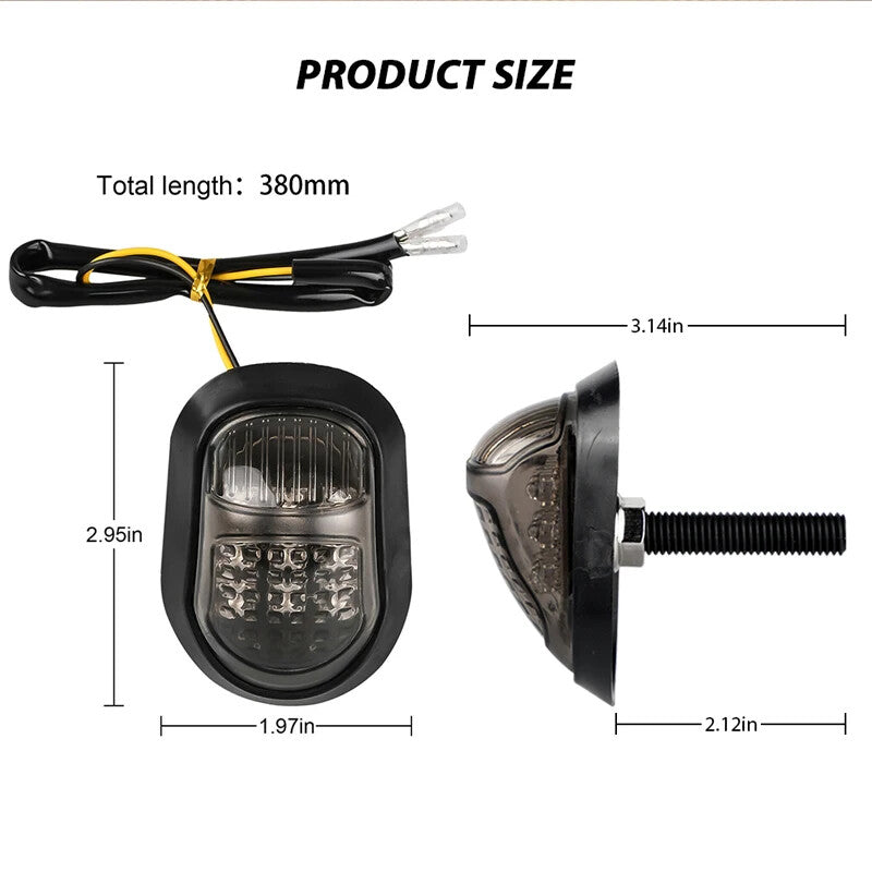 LED Flush Mount Turn Signal Light Flasher Indicators Blinker Amber Lighting 12V