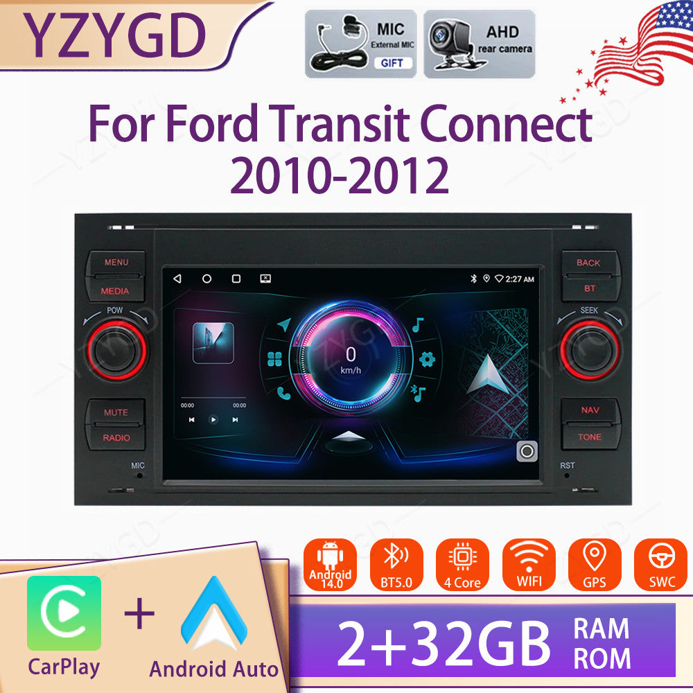 for Ford Transit Connect 2010-2012 Car Stereo Radio 2+32G Android 14 Carplay GPS