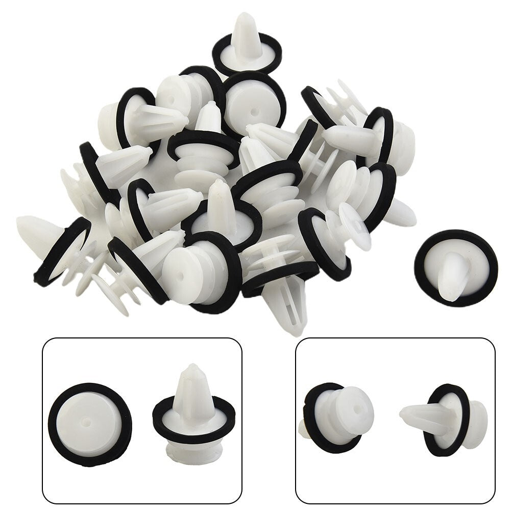 Decorative panel clip molded plastic retainer, side white with seal, 20 pieces