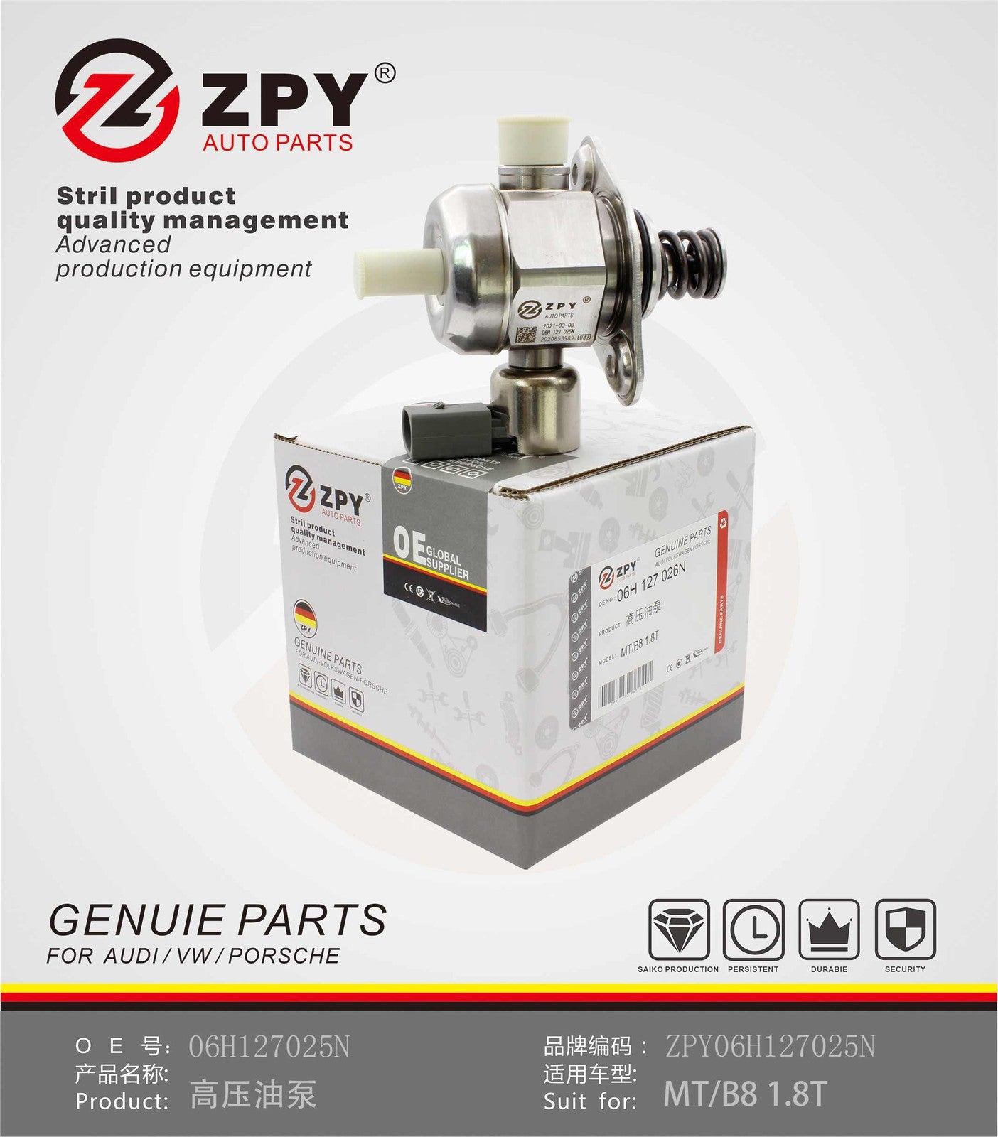 ZPY High Pressure Fuel Pump 06H127025N for Audi A3 Q3 for Jetta for Passat for Tiguan for Golf