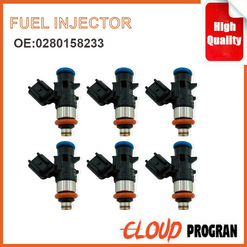 6Pcs Fuel Injector 0280158233 for Chrysler for Dodge for Ram for Jeep 3.6L-V6 20011-2013