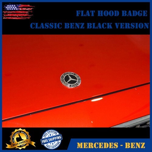 Black Classic Front Hood Emblem Flat Laurel Wreath Badge AMG 57mm