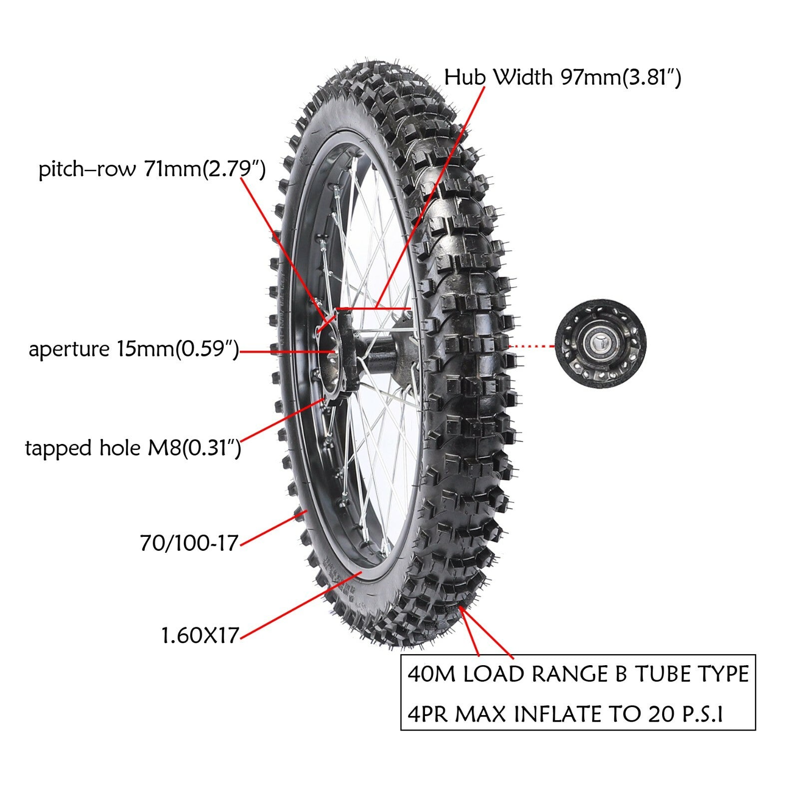 14  17 Front Rear Wheels Tyres Rims for Pit Dirt Bike 125cc 140cc Atomik SSR