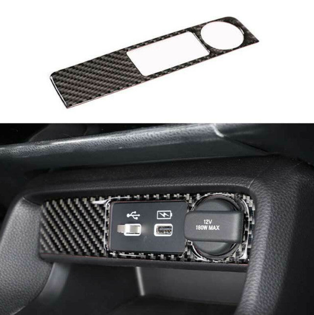 Front USB Socket Control Panel Trim Real Carbon Fiber for Honda for Civic 11th 2022