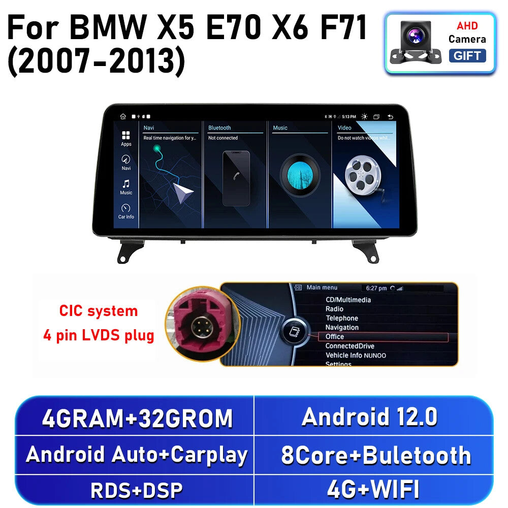 for BMW for X5 E70 X6 E71 2007-2013 12.3 Android Auto Car Radio Carplay GPS Player