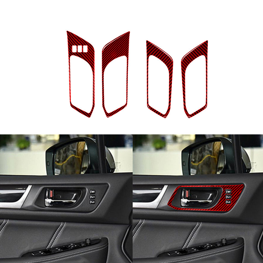 Red Carbon Fiber Door Handle Cover Trim for Subaru Outback Legacy 2015-17 Type A