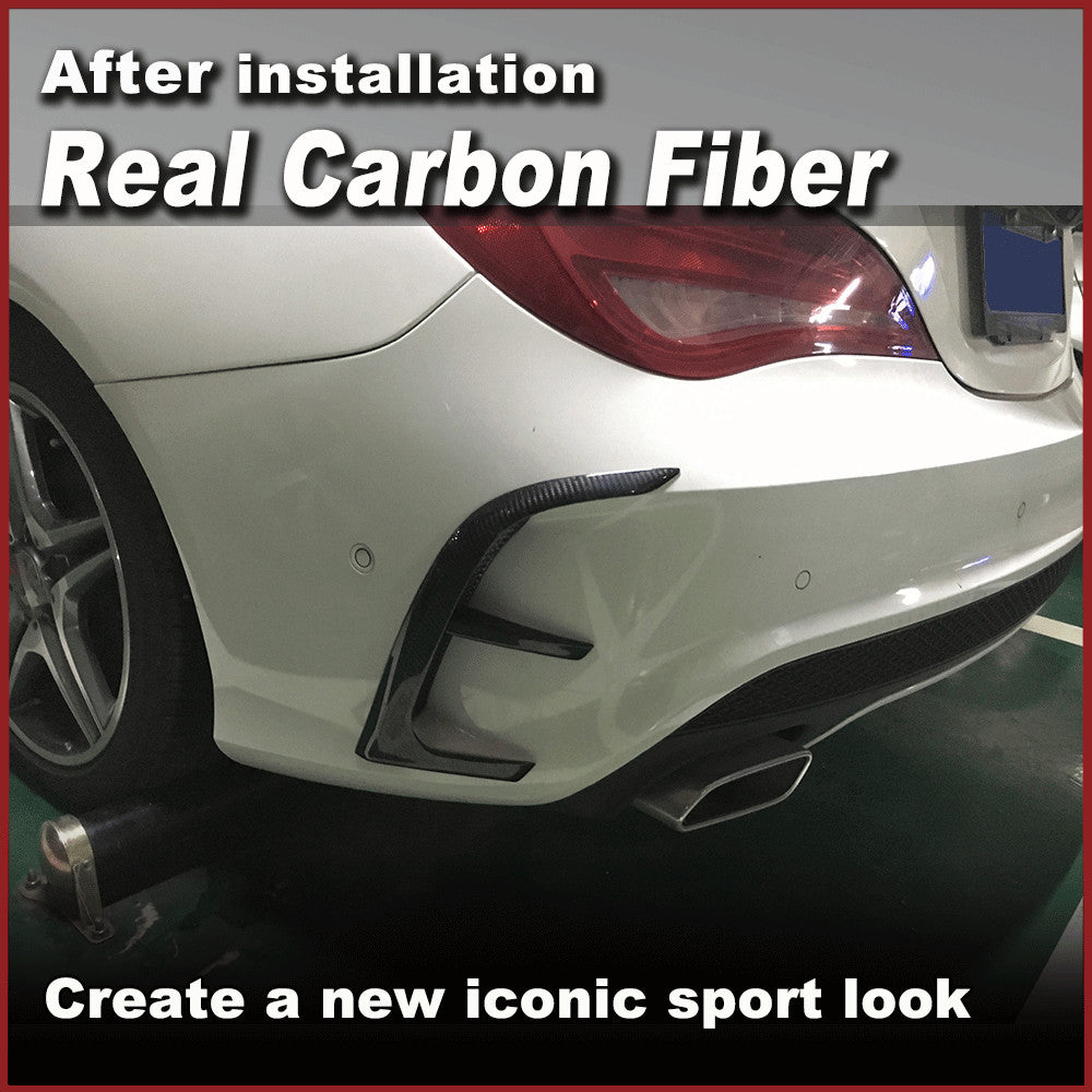 2x REAL Carbon Rear Bumper Fender Vents Fins for BENZ C117 CLA250 CLA45 14-15
