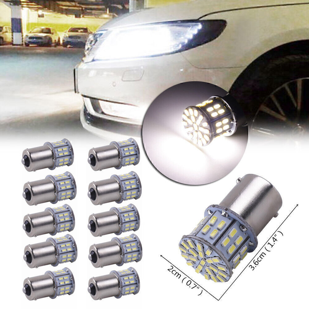 10x White 50SMD 1156 BA15S 50SMD LED Tail Turn Signal Light Bulb Indicator Lamp