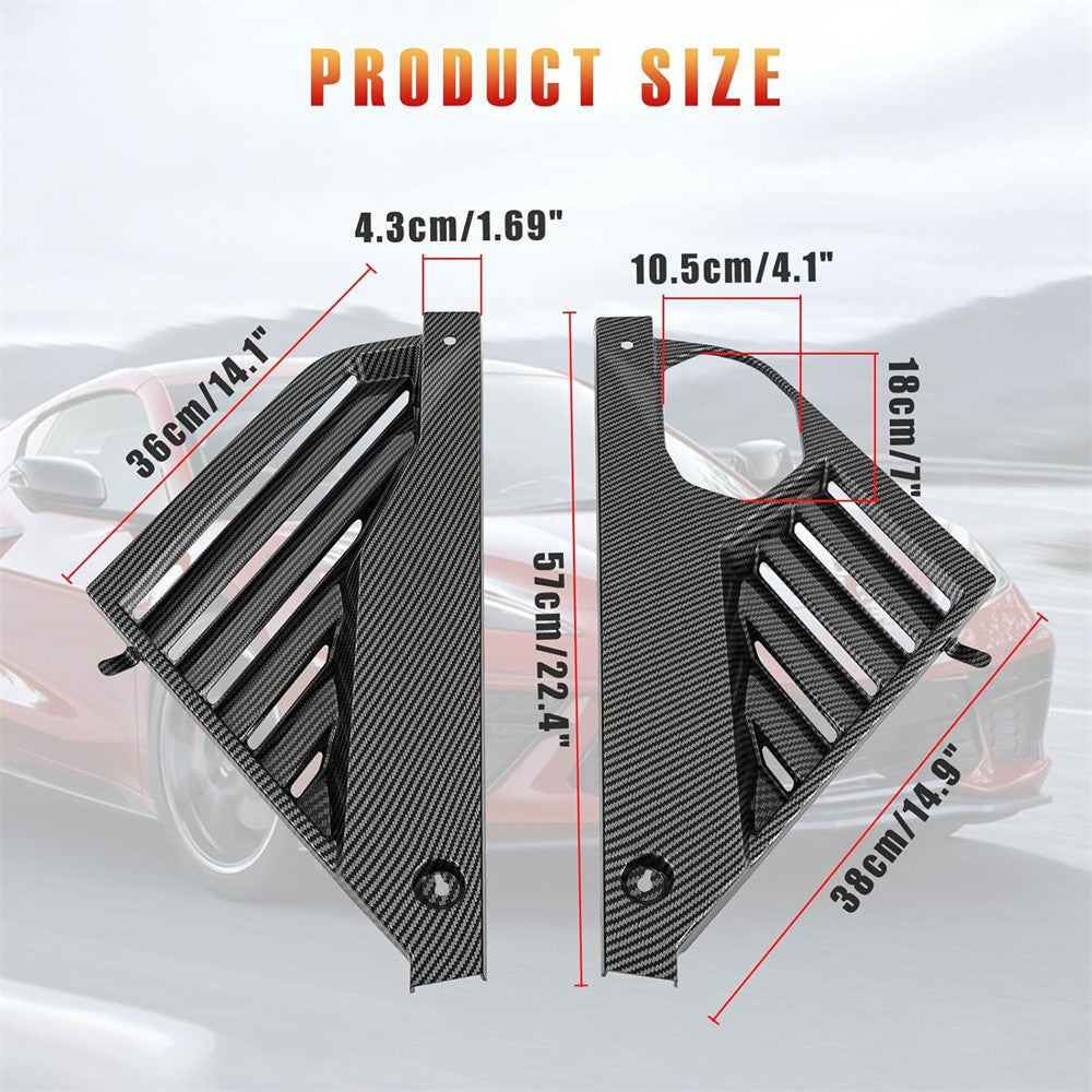 2x Car Carbon Fiber Look Engine Bay Panel Cover For Chevy for Corvette C8 2020-2024