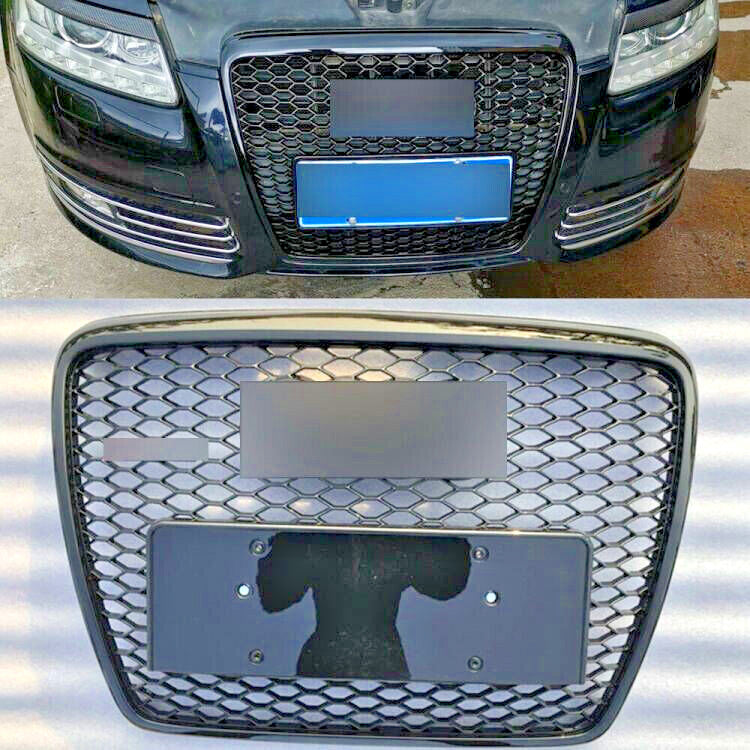 Front Bumper Grille Honeycomb Grill Fit for Audi A6 C6 2005-2011 RS6 Style Black