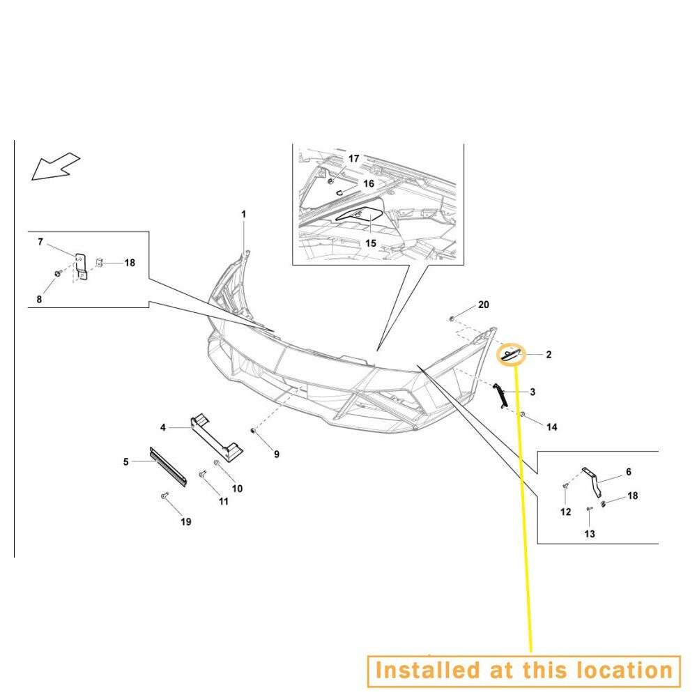 for Lamborghini Gallardo front bumper marking indicator to the left. equipment manufacturer: 400945119D