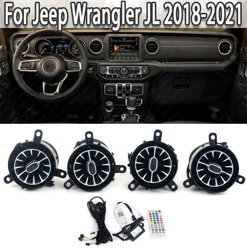 4pcs LED Light Front Air Vent Inlet Ambient Lamp for Jeep for Wrangler JL 2018-2021