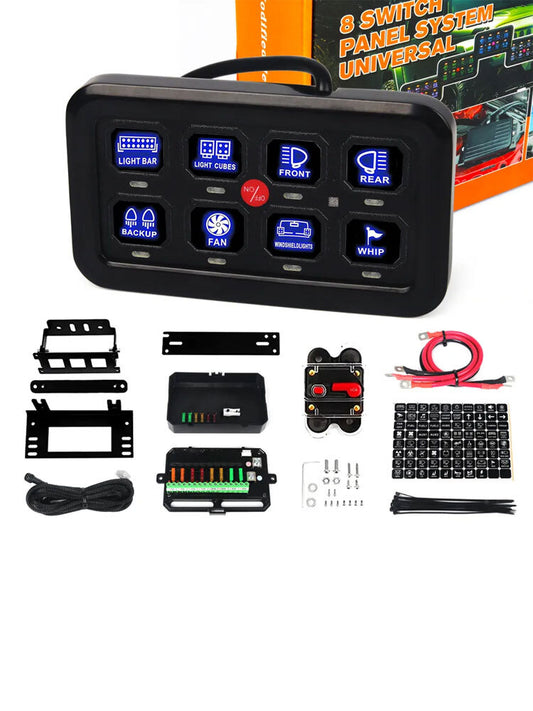 8Gang Switch Panel Circuit Control Relay System ON-OFF LED Switch Pod Switch Box