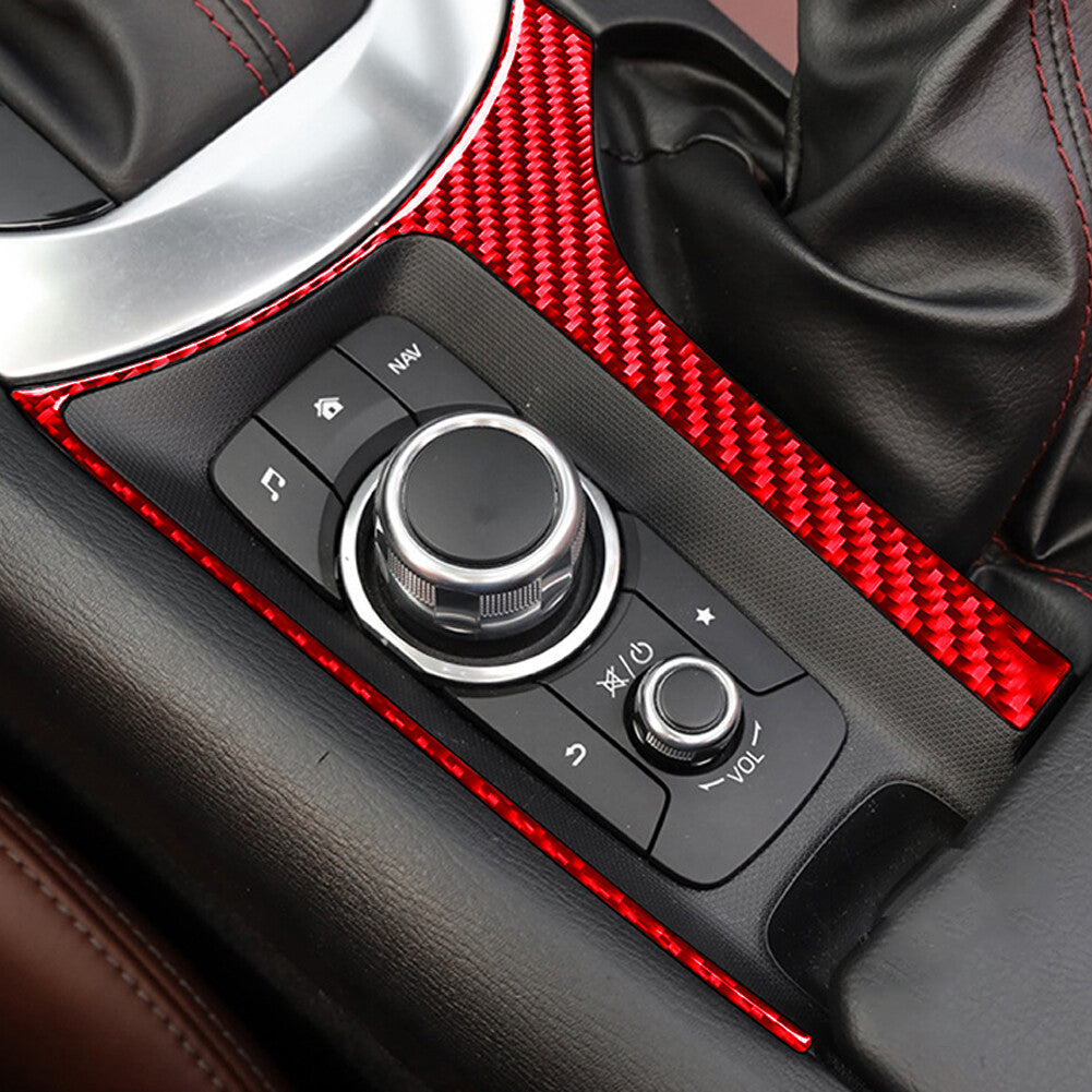 Carbon Fiber Interior Multimedia Box Frame Cover Trim for Mazda MX-5 2016-20 Red
