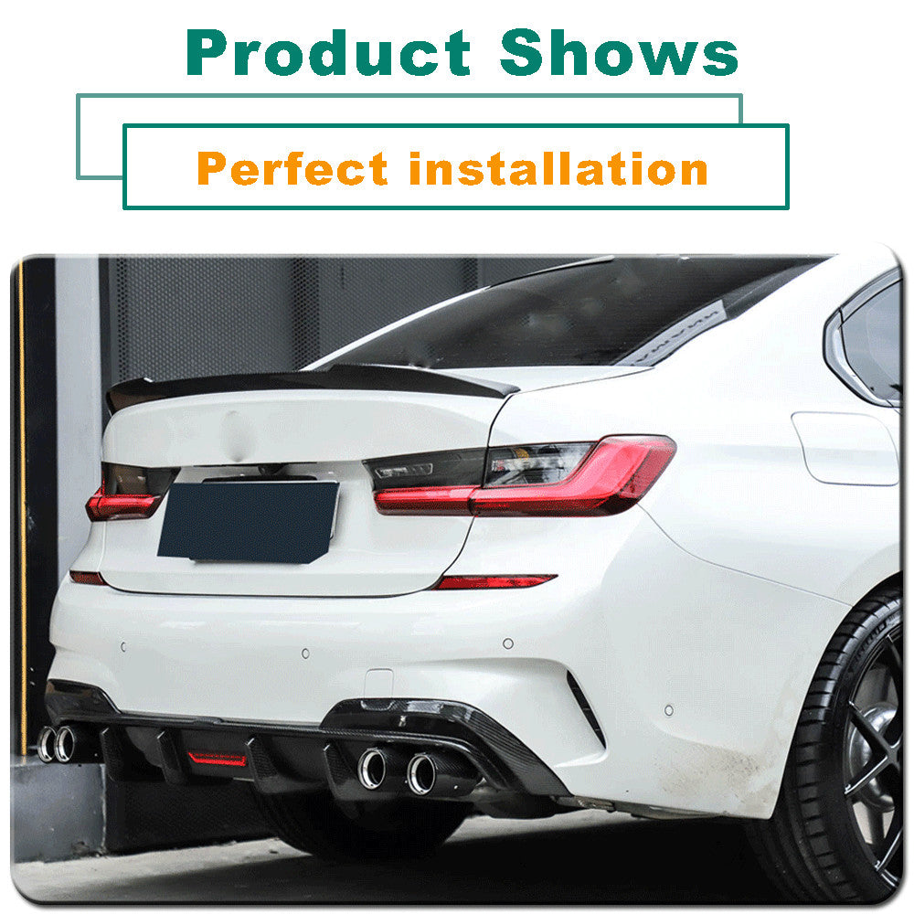 for BMW G20 G28 330i M-SPORT 20-22 REAL Carbon Rear Bumper Diffuser Lip W/Light