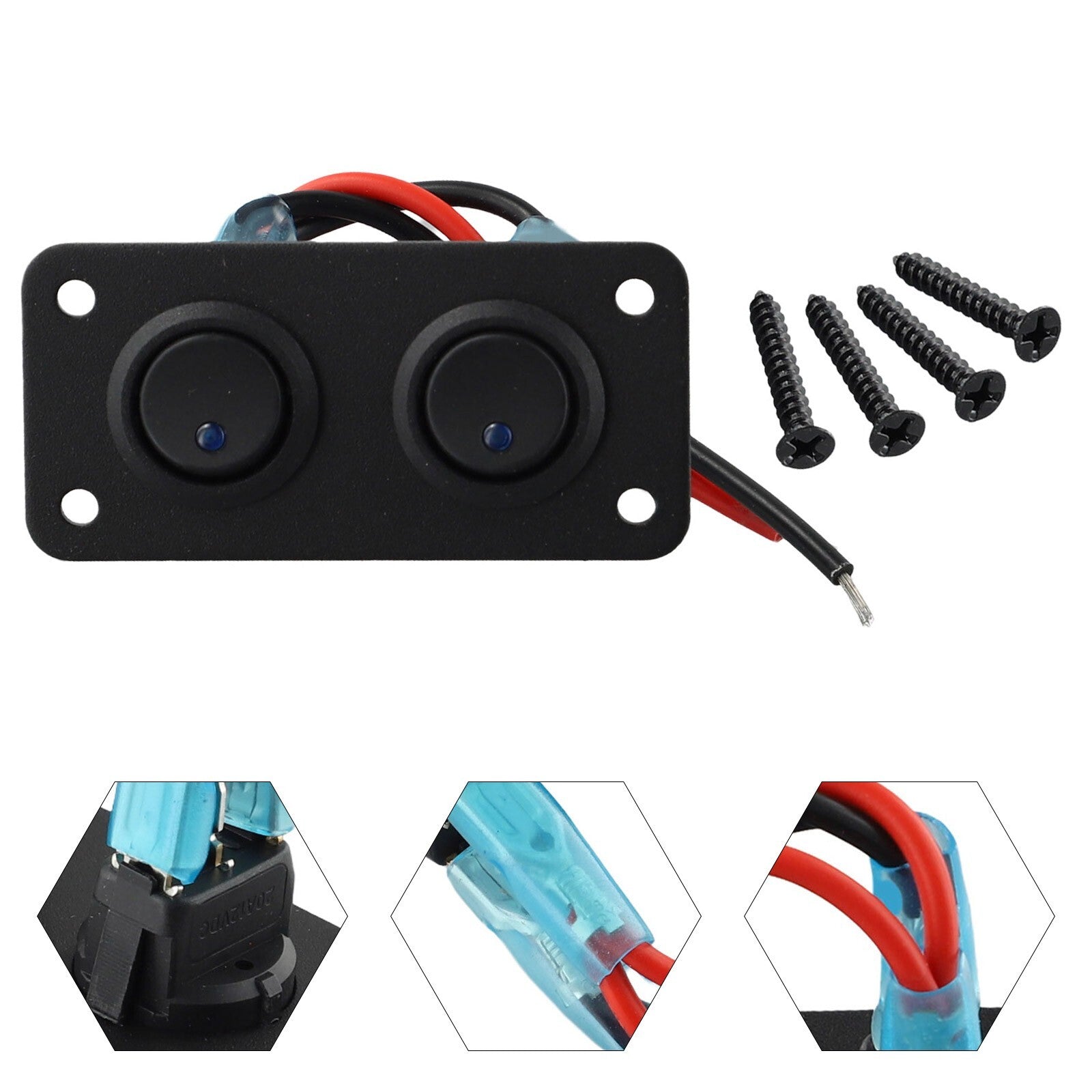 Switch Panel Rocker 1pcs 2 Gang 7240mm Parts Replacement