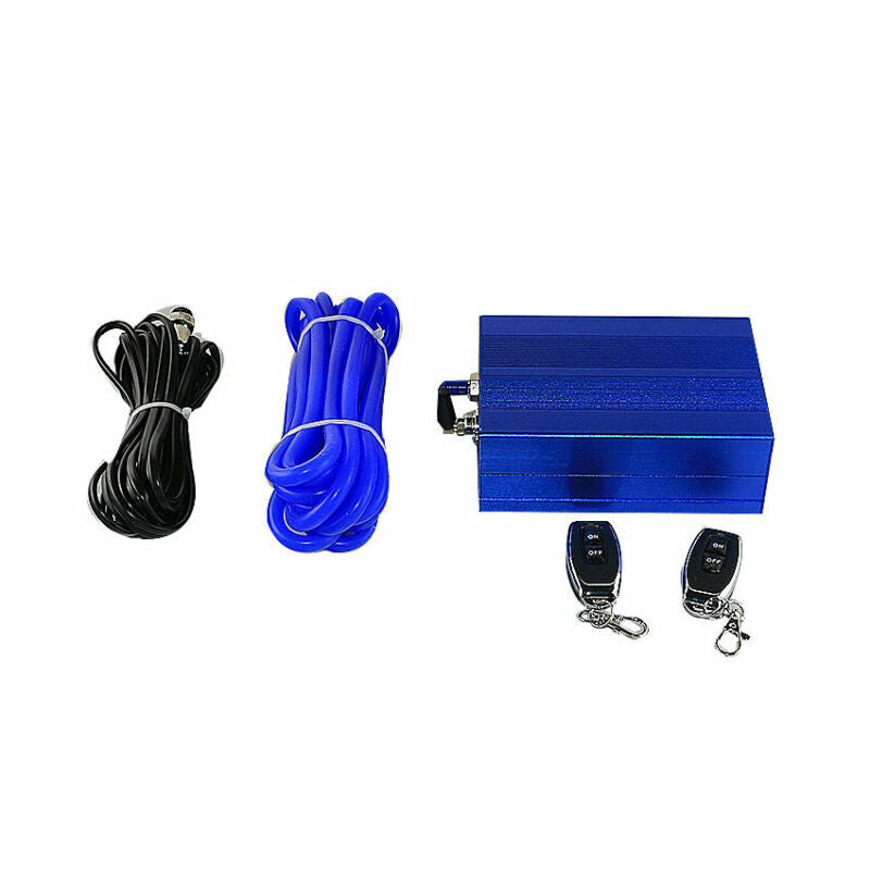 2.5 ID 3 OD Adjust Sound Muffler W/ Exhaust Valve 8.56  Dual Tips Blue Tip