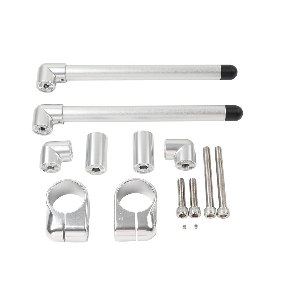 45MM Cafe Racer Bars 7/8 Universal Clip-On Handlebar Fork Tube Silver