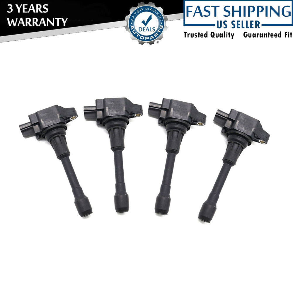 4-pack ignition coils suitable for 2008, 2009, 2010, 2012, 2013, and 2014 for Nissan Rogue 2.0L and 2.5L engines.