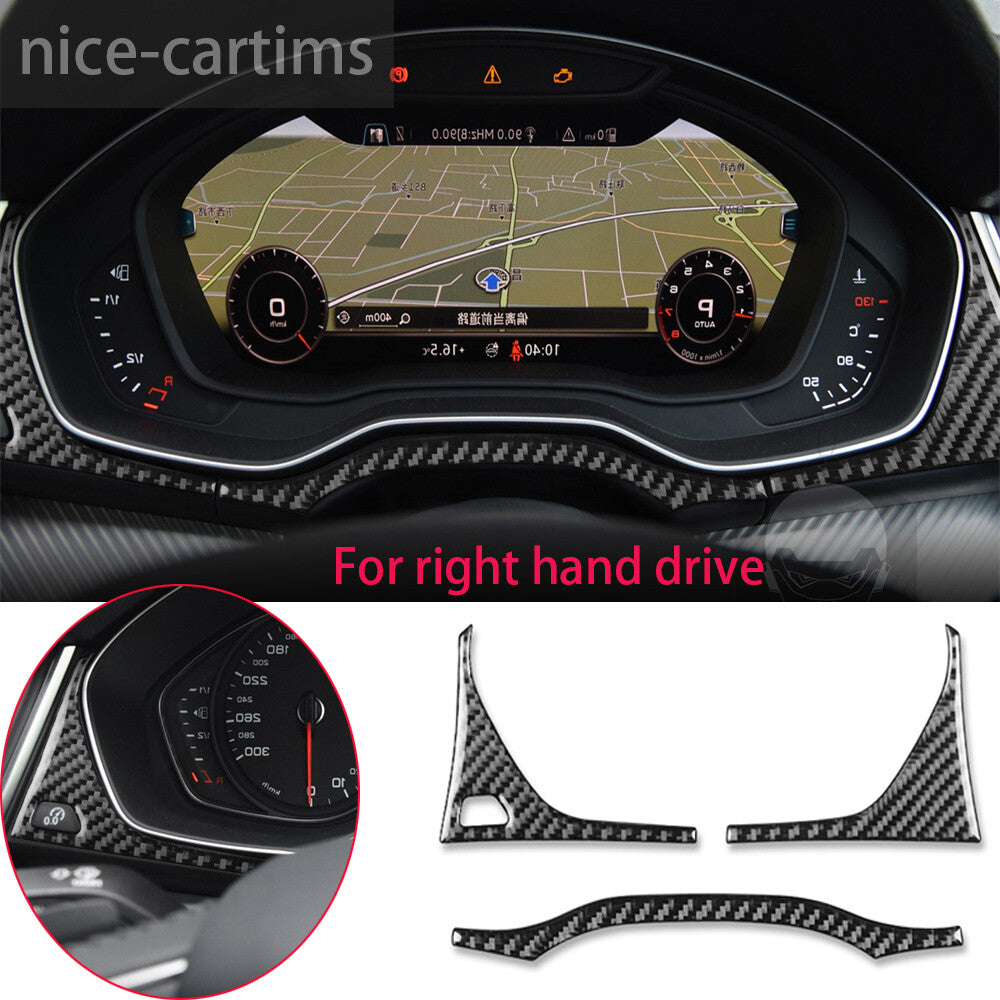 for Audi Q5 Q5L 2018-23 RHD Dashboard Panel Instrument Cover Trim Carbon Fiber¡Á3