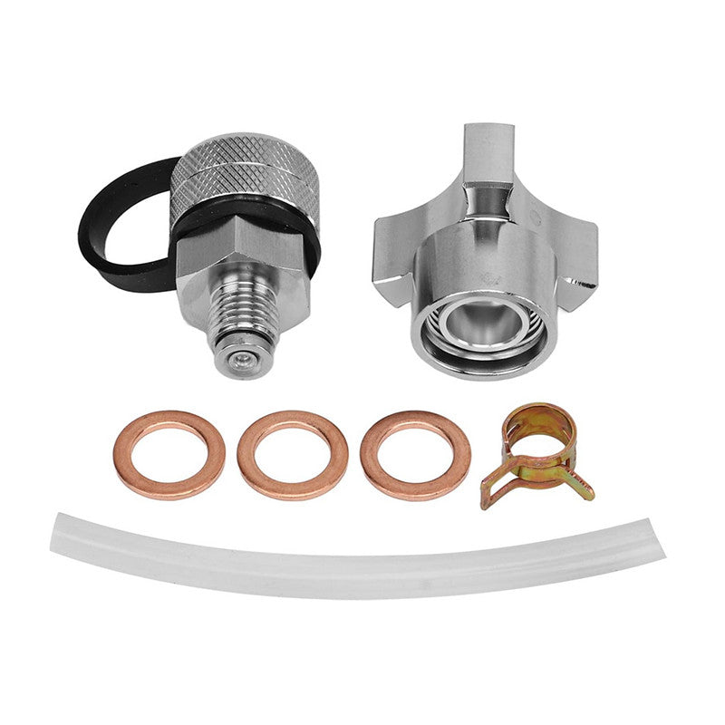 Quick Twist drain valve for M12-1.75 stainless steel drain hose accessories - no mess.