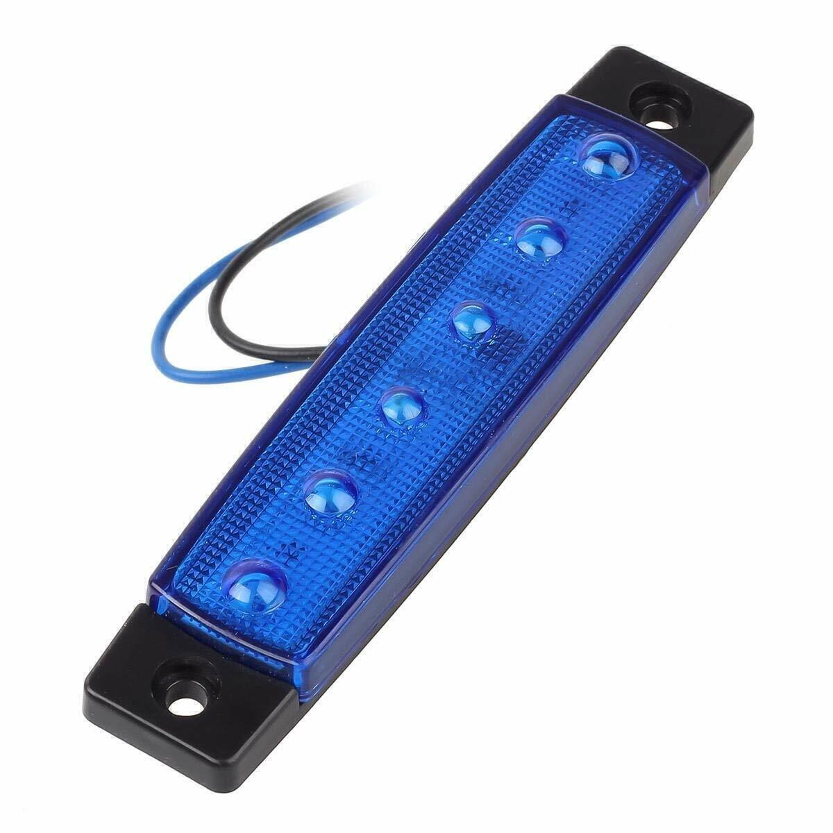 5-100pcs Side Marker Lights 6-LED Blue Clearance For Van Trailer Waterproof 12V