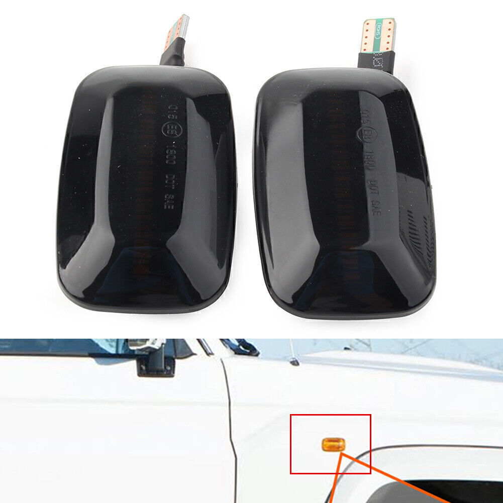 2x Dynamic LED Sequential Side Marker Light for Toyota for Land Cruiser Black Shell