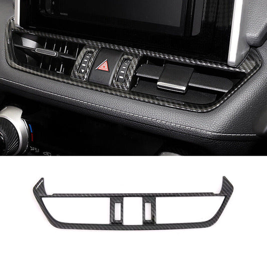 Carbon Fiber Inner Air Condition CD Panel Cover Trim for Toyota RAV4 2019-2024