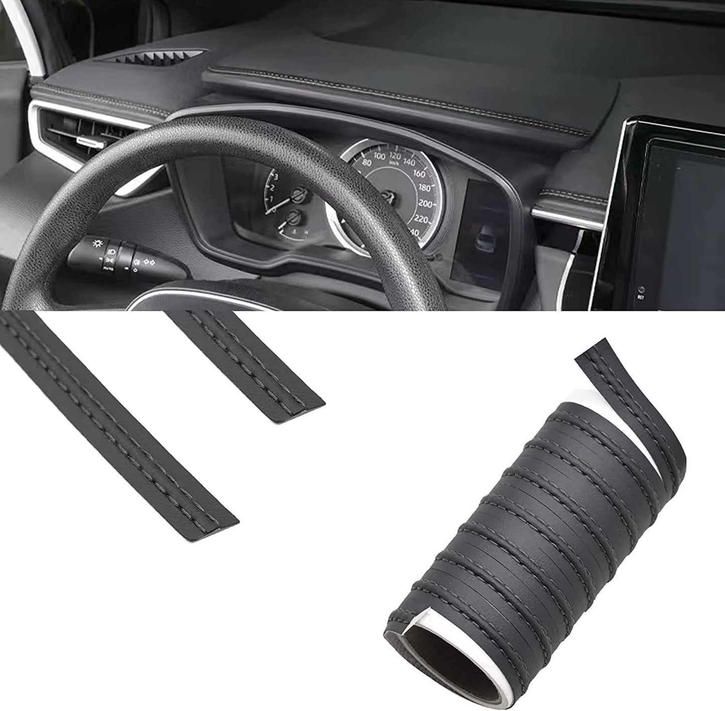 6.6FT Car Interior Trim Strip Door Gap Edge Molding Leather Trim Line Body Decor