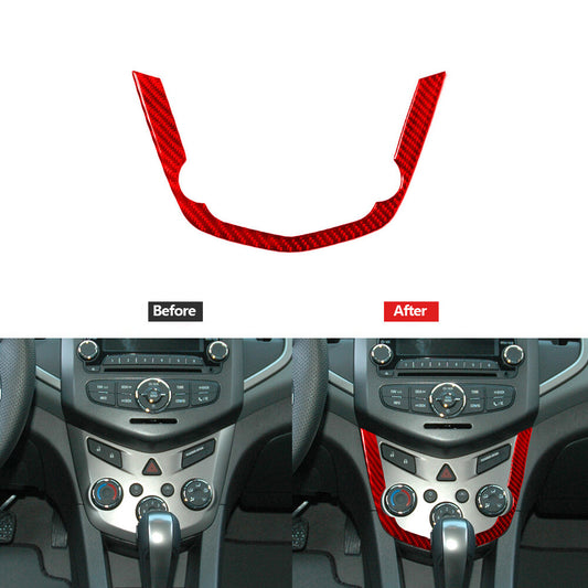 Red Carbon Fiber Climate Control Outer Panel Cover for Chevrolet Sonic 2012-2016