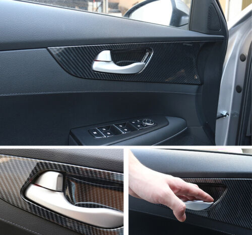 for Kia Forte 2019-2022 Carbon Fiber Inner Door Handle Bowl Frame Molding Trim