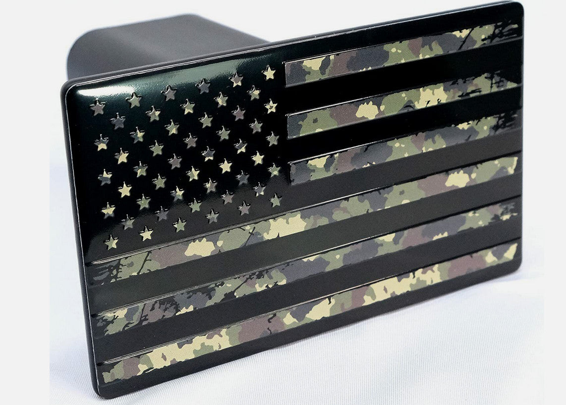 Car mount plug cap trailer tow receiver 2-inch American flag military suitable for Cadillac