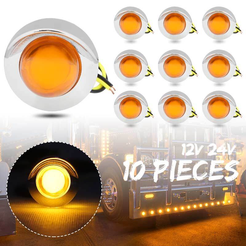 Amber LED Side Marker Lights RVs car Truck Trailer Turn Signal Bullet Lights