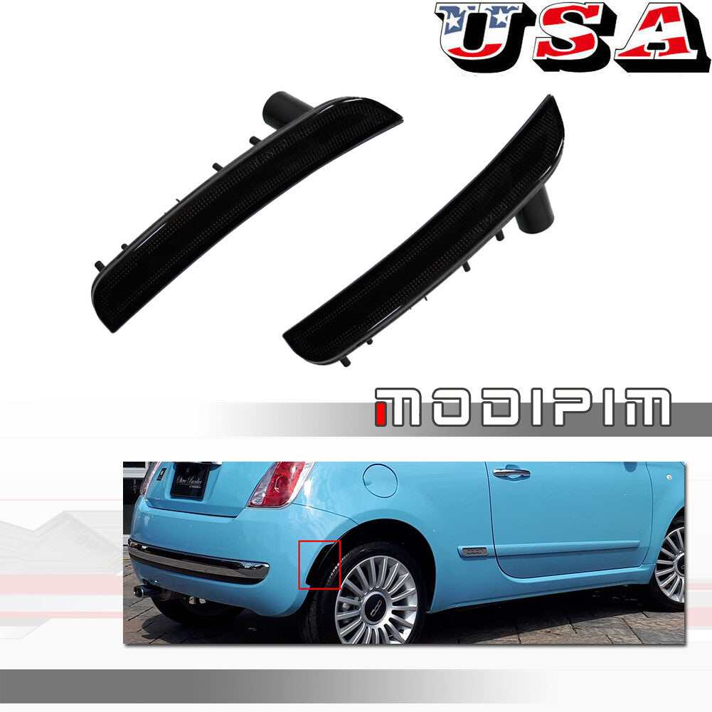 Black lens rear marker light housing cover for 2012-17 for Fiat 500 Pop Lounge