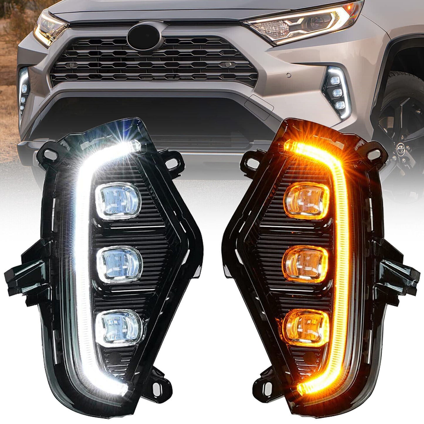 for Toyota RAV4 2019-23 LED Turn Signal Fog Lamp DRL Daytime Running Light Refit