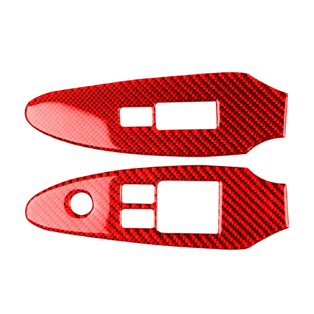 Red carbon fiber window switch panel frame trim suitable for Nissan 370Z 2009 - 2020 LHD