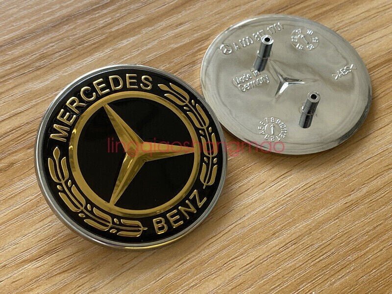 AMG for Mercedes-Benz CLK CLS E ML GL FRONT HOOD BADGE GOLD BLACK EMBLEM