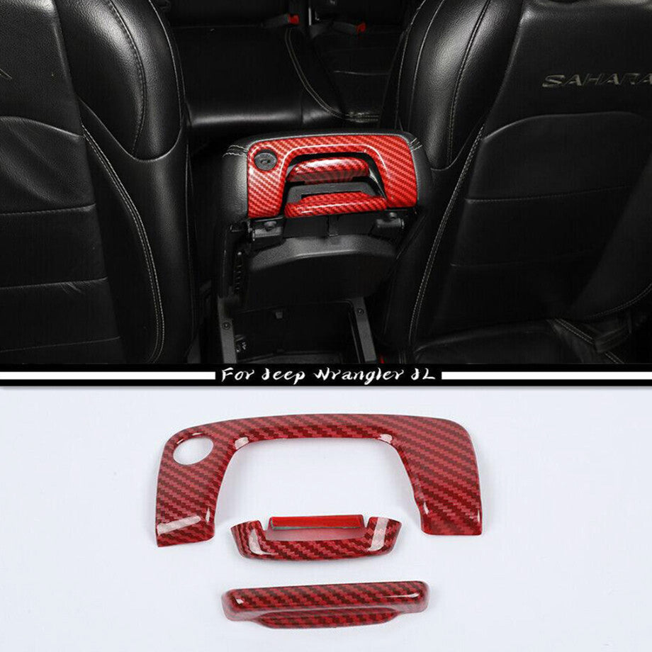 Suitable for 2018-2023 for Jeep for Wrangler JL Red Carbon Console Armrest Box Switch Cover Trim