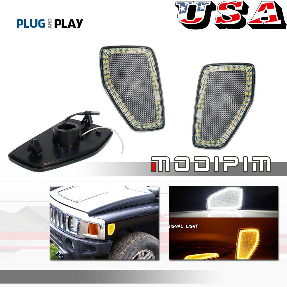 Switchback white and amber LED front marker lights for HUMMER H3 2006-10