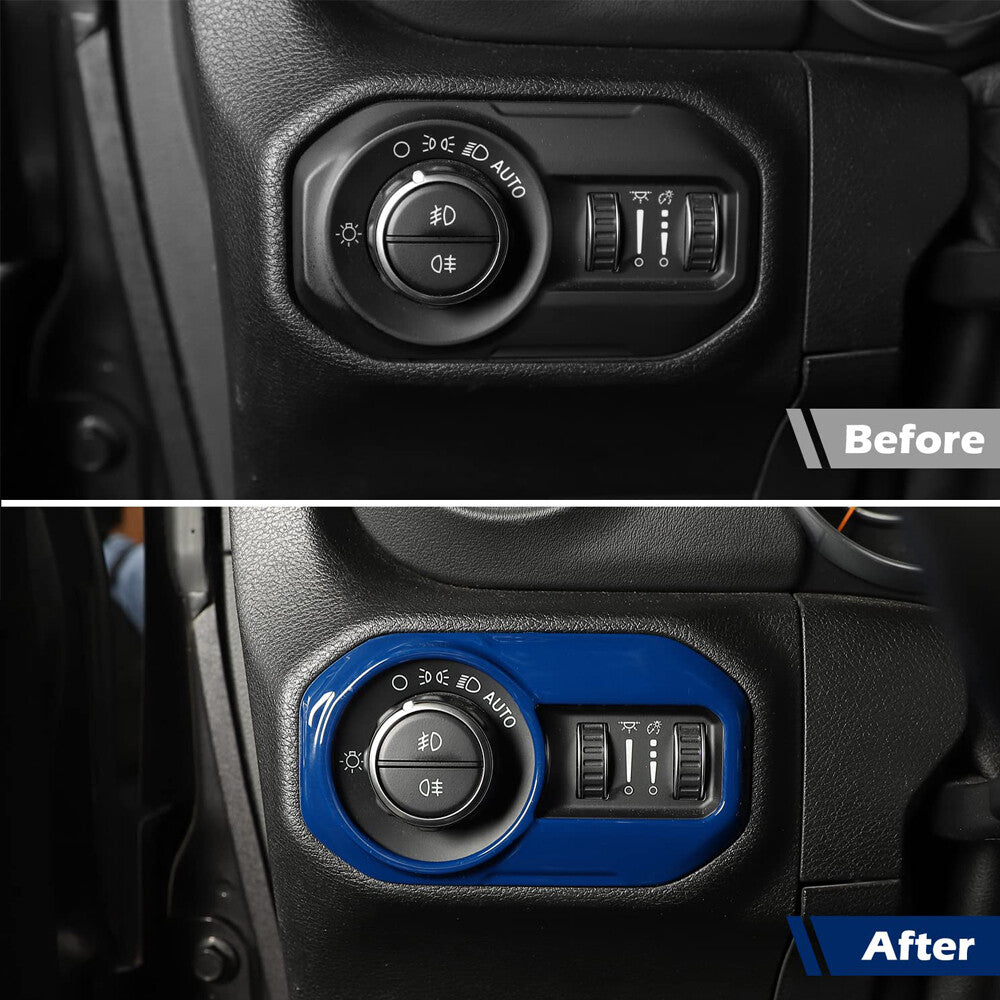 Blue Headlight Switch Button Panel Decor Cover Trim For 18-23 for Jeep for Wrangler JL
