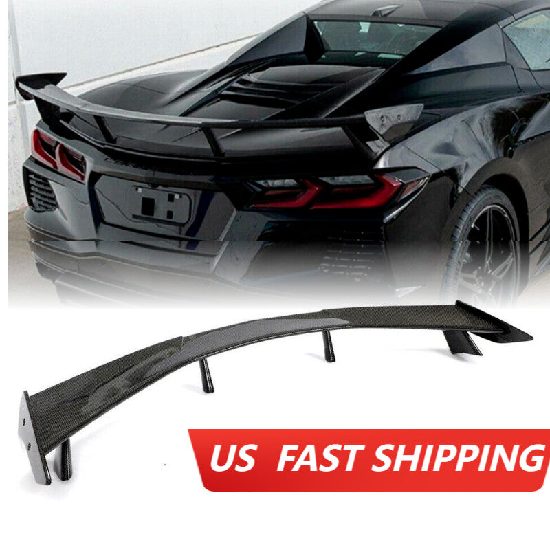 ABS Carbon Style For 20-23 for Chevrolet for Corvette C8 Rear Trunk High Spoiler Wing