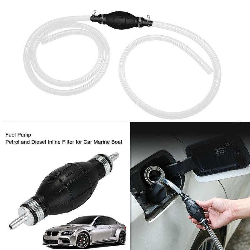 Car Hand Bulb Pump Petrol Fuel Line Oil Hose Primer Steel Clamp Transfer Tool