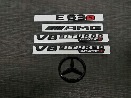 Glossy Black E63S AMG Biturbo 4matic+ Badge with Dry Star Design for W213 E63