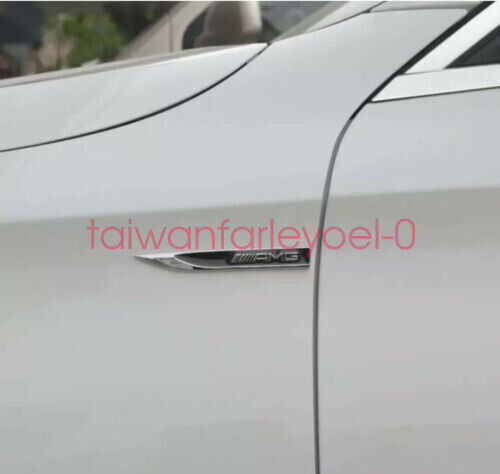 2-piece AMG for Mercedes badge side decals, fender wing, metal ABCES class CLA