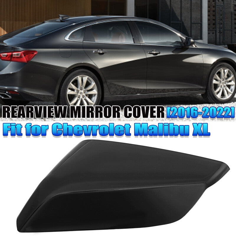 Black replacement driver's side mirror cover for 2016-2020 for Chevrolet Malibu.