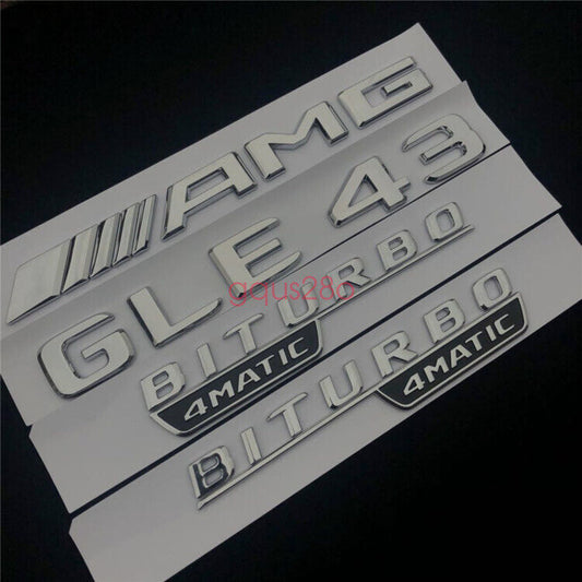 2018 GLE 43 + AMG + BITURBO 4 MATIC Trunk Badge Stickers